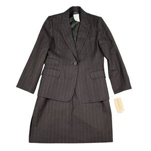 NWT Amber Stone Petites Womens 100% Wool Career Blazer Skirt Suit Sz 14